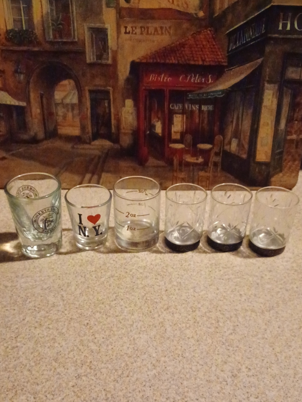 Assorted Clear Glass Shots 6